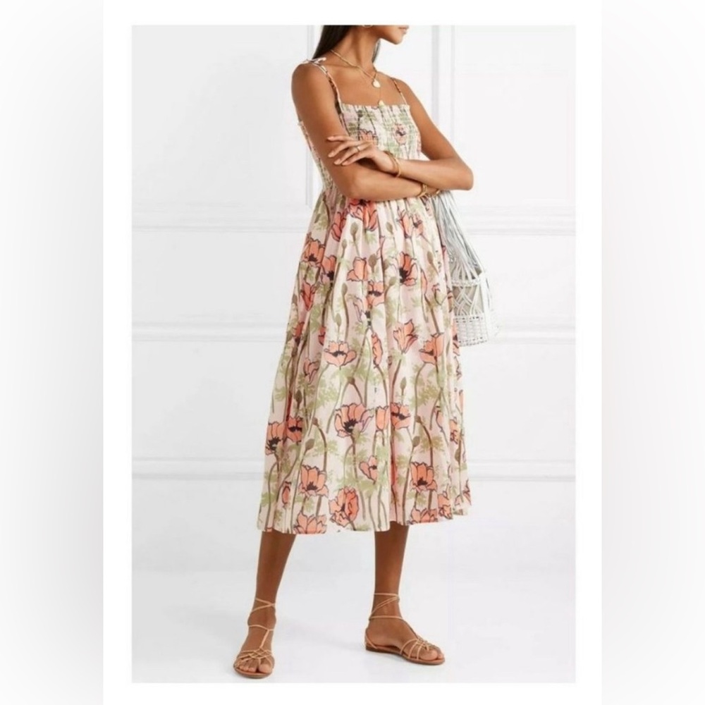 Tory Burch Smocked pink poppy sundress XL